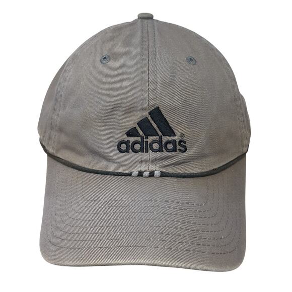 Adidas Slideback Hat Gray One Size Embroidered Trefoil Piping 6 Panel - Picture 1 of 10